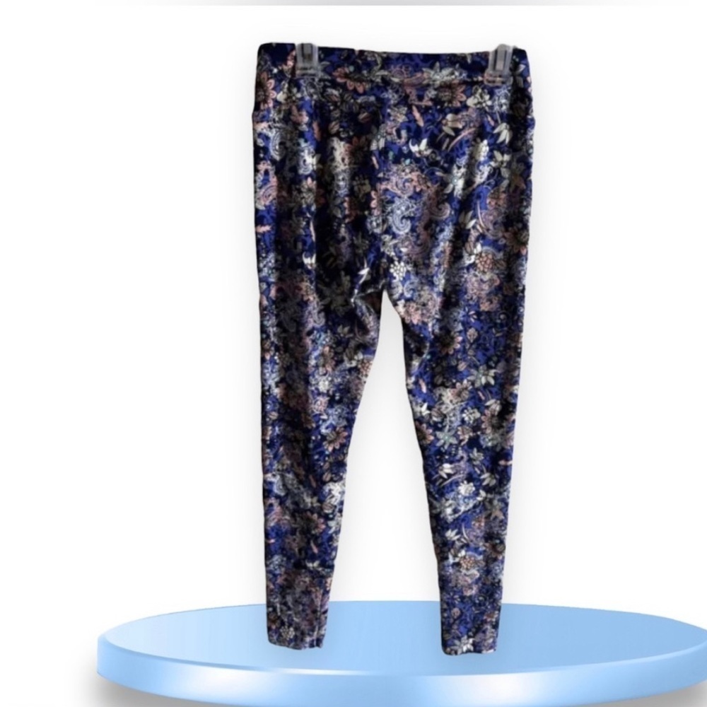 LuLaRoe OS Leggings Floral Purple Teal one size elastic waist